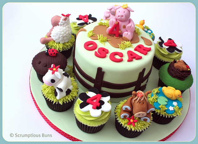 Little Girl Birthday Cake Farm Animals