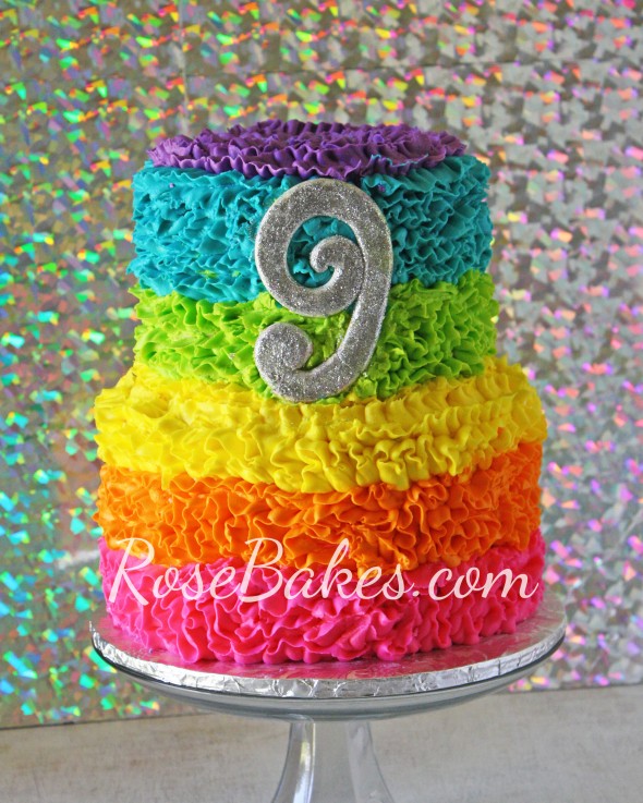 Neon Rainbow Ruffles Cake