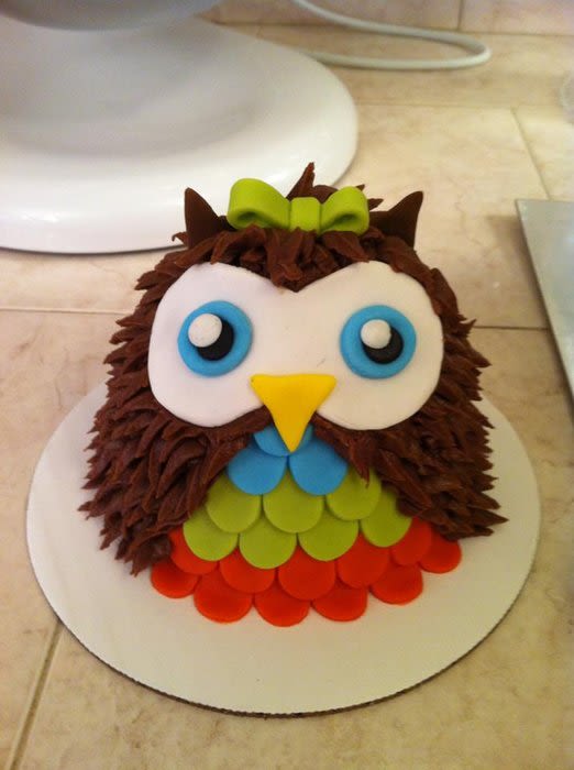 Owl 1st Birthday Smash Cake