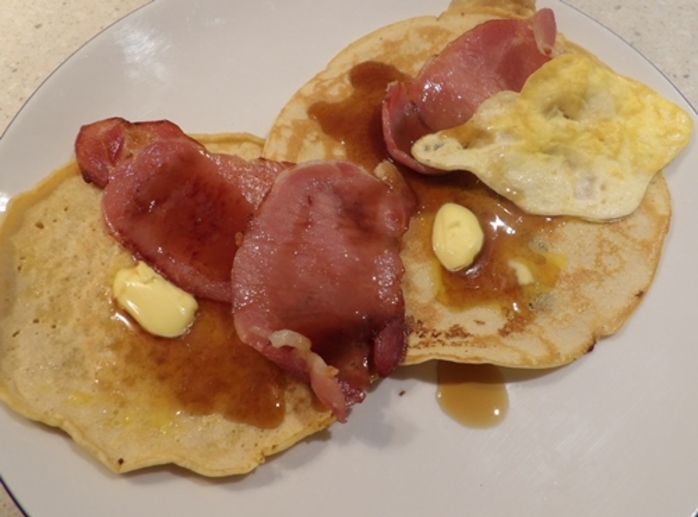 Pancakes and Bacon with Maple Syrup