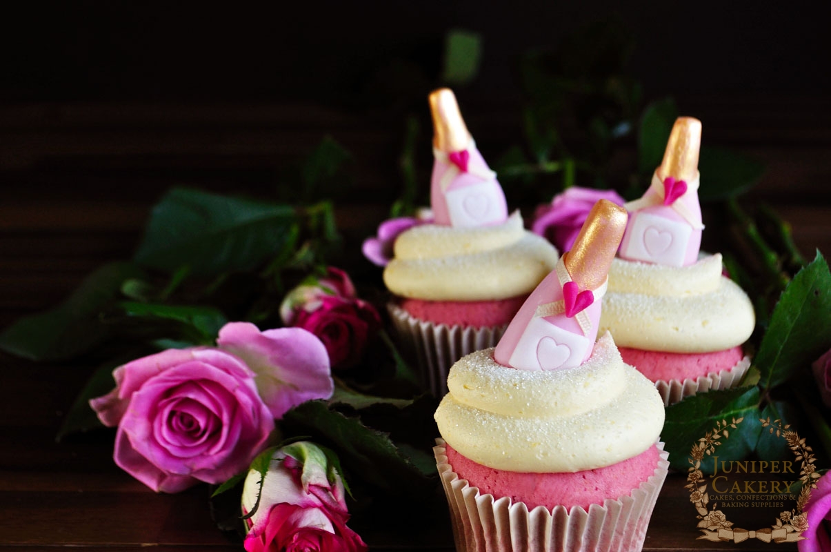 Pink Champagne Bottle Cupcake Topper