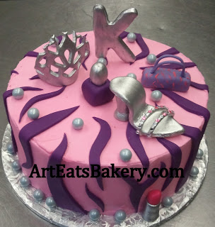 Pink Purple and Silver Birthday Cakes