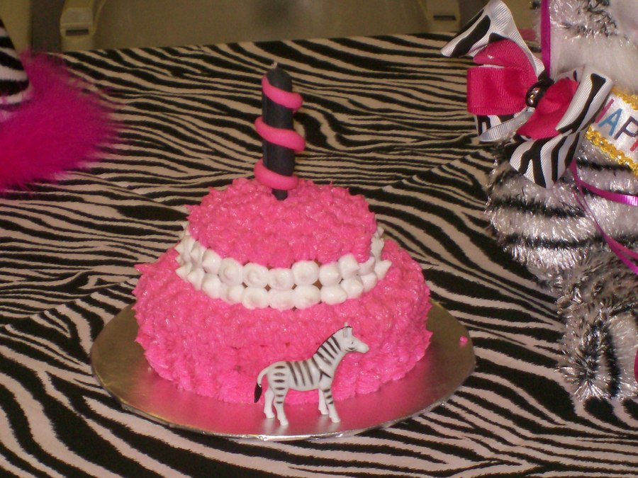 Pink Zebra 1st Birthday Cake