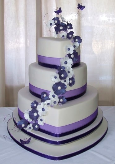 Purple Heart Shaped Wedding Cakes