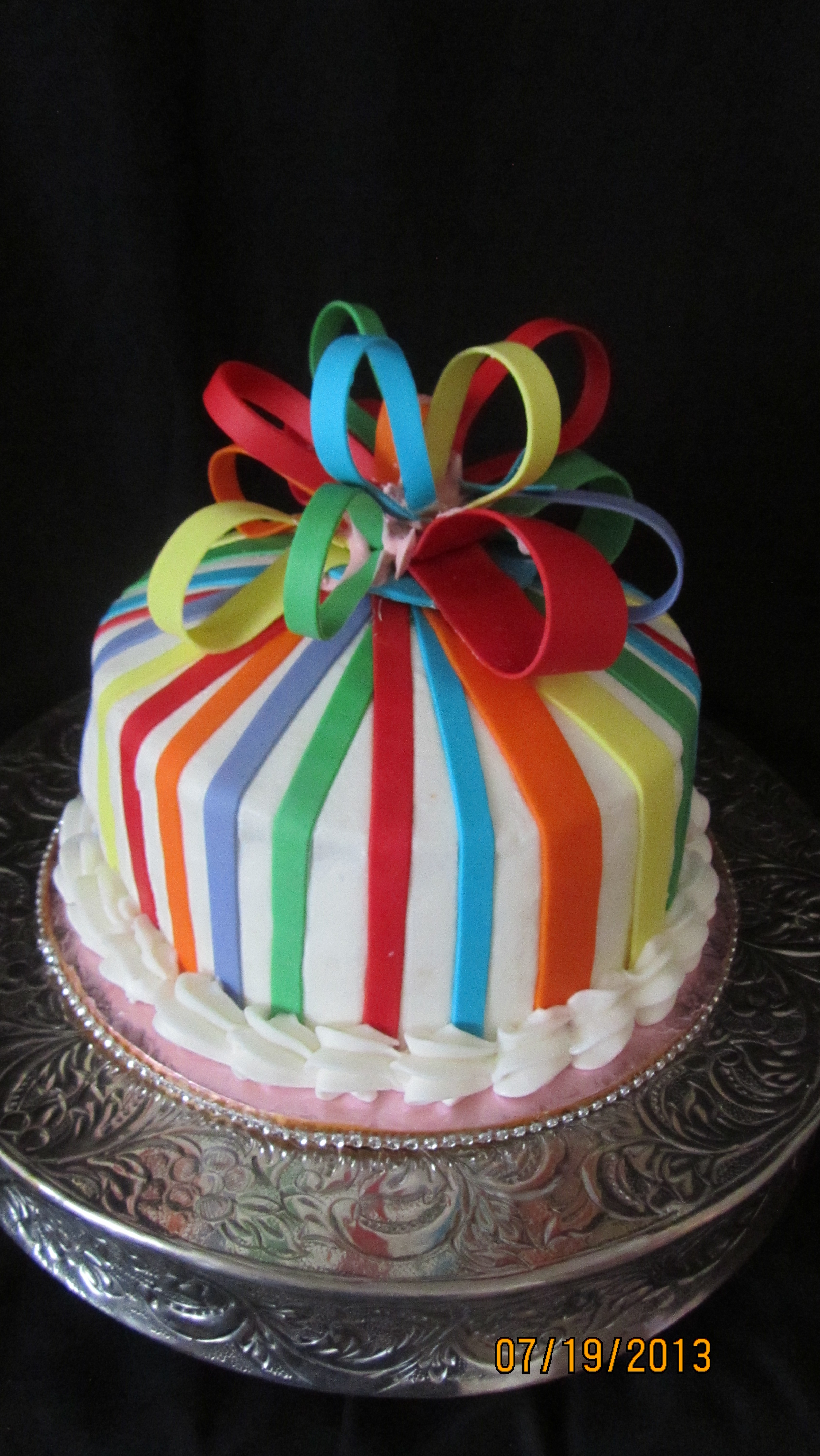 Rainbow Birthday Cake Bow