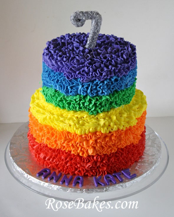 Rainbow Messy Ruffles Cake