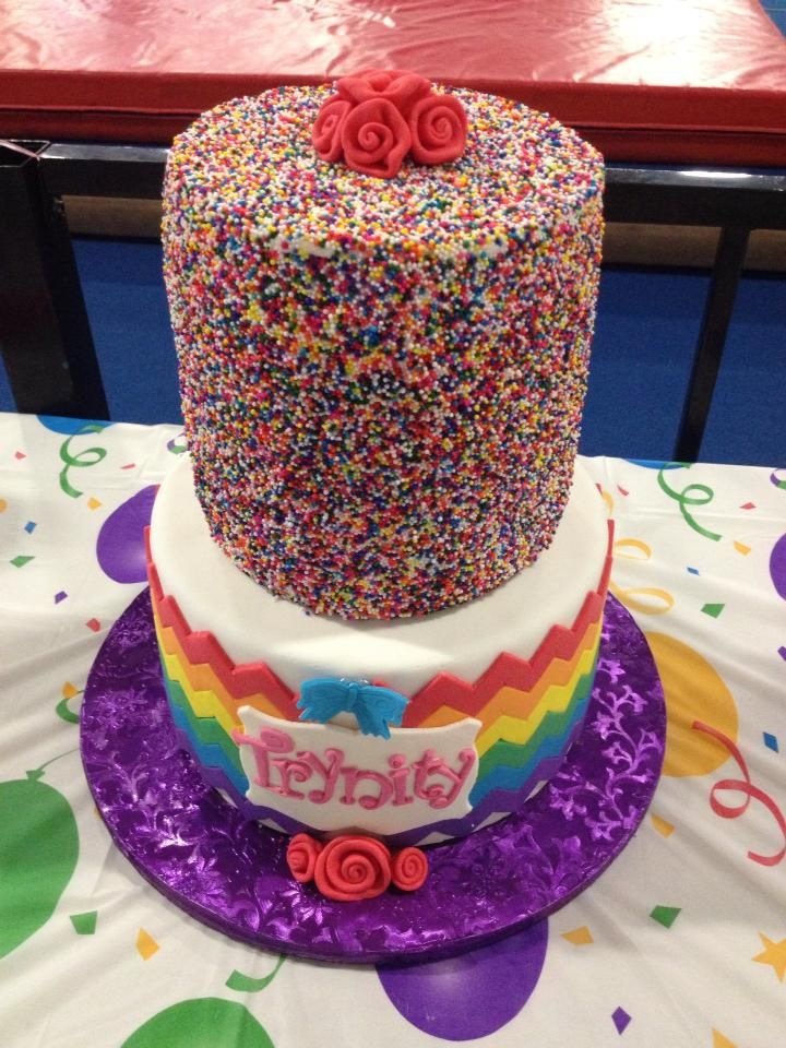 Rainbow Sprinkle Tiered Birthday Cakes