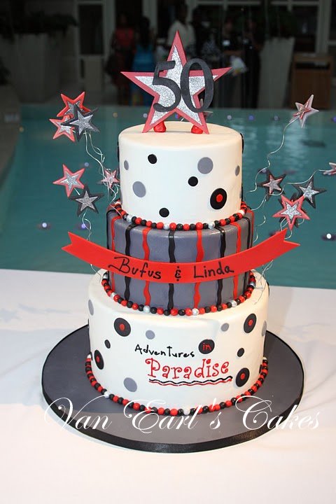 Red and Black 50th Birthday Cake