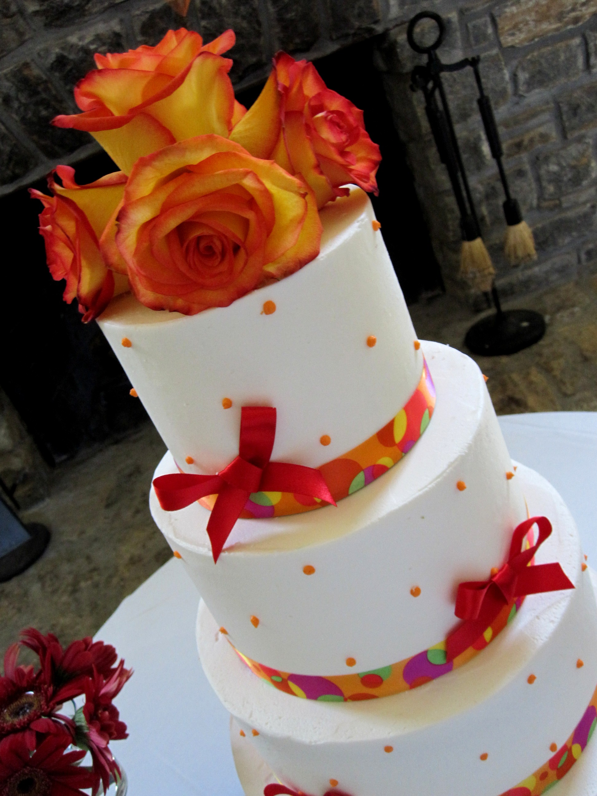 Red and Yellow Wedding Cake