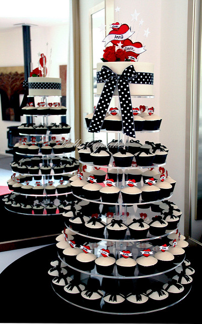 Rockabilly Wedding Cupcake Tower