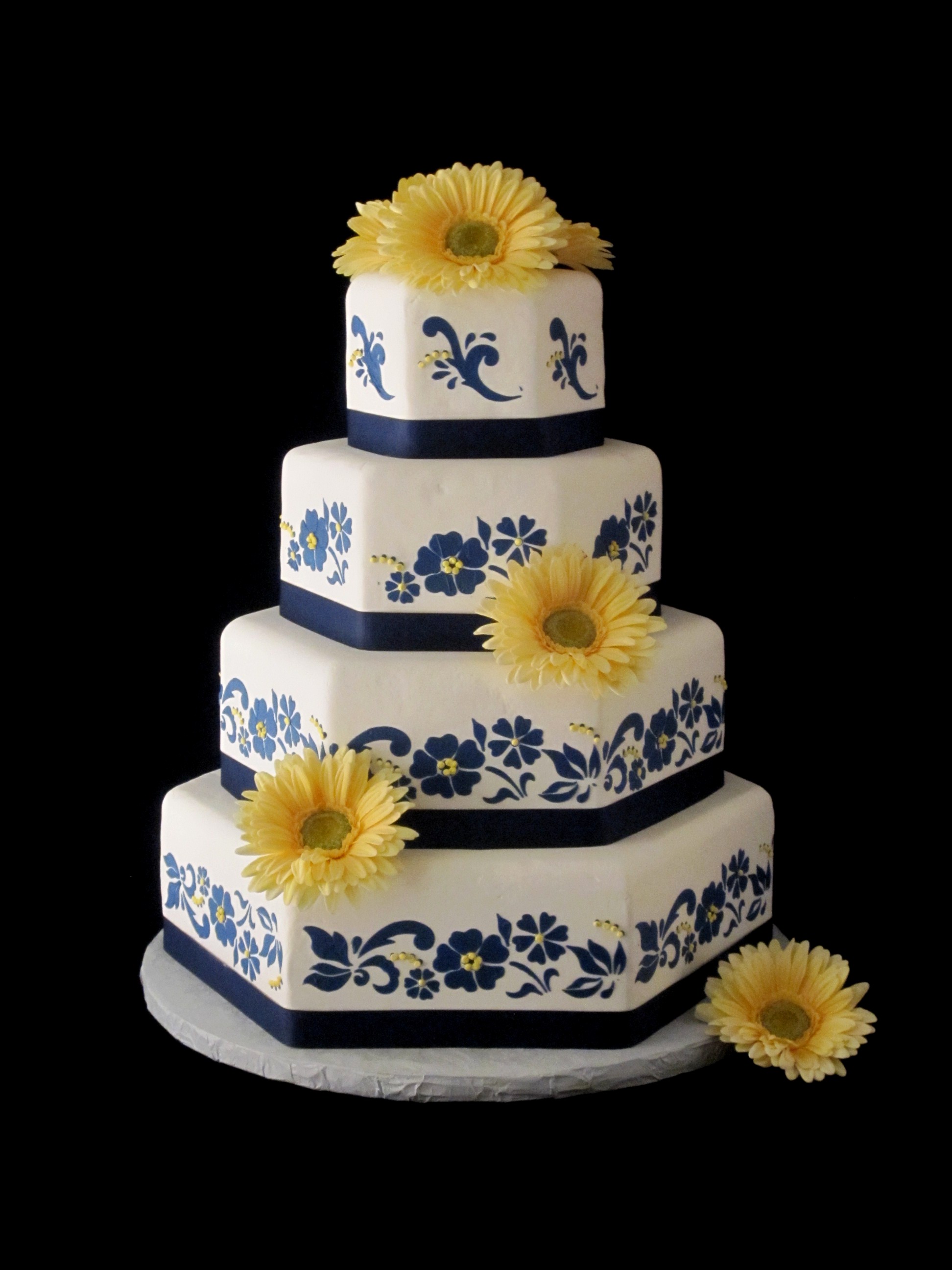 Royal Blue and Yellow Wedding Cake