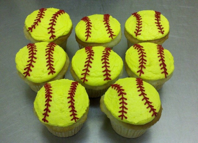 Softball Birthday Cupcakes