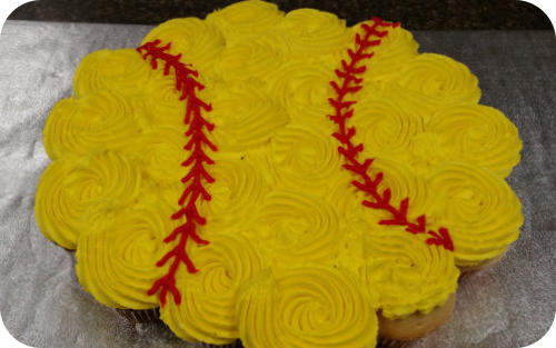 Softball Cupcake Cake