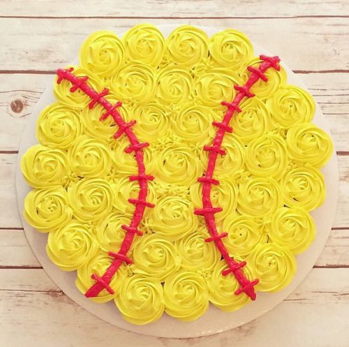 Softball Cupcake Cake