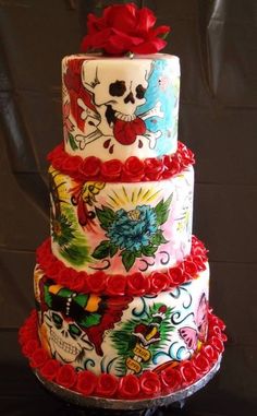 Tattoo Skull Wedding Cake