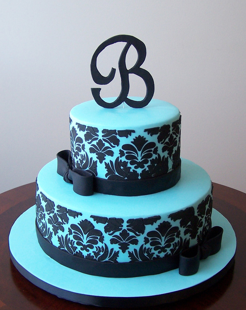 Tiffany Blue and Black Wedding Cake