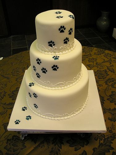 Wedding Cake with Paw Prints