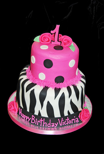 Zebra 1st Birthday Cake