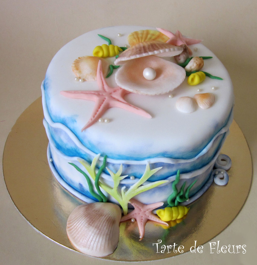 Birthday Cake with Sea Shells