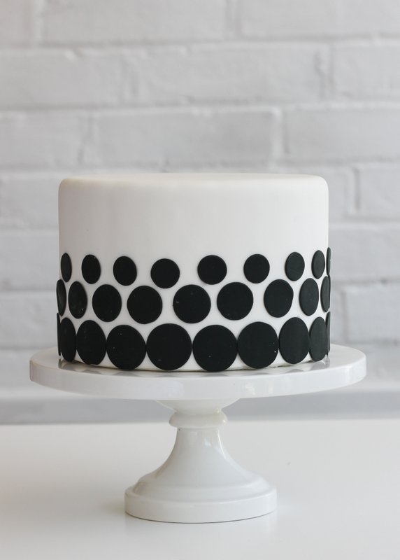 Black and White Polka Dot Birthday Cake