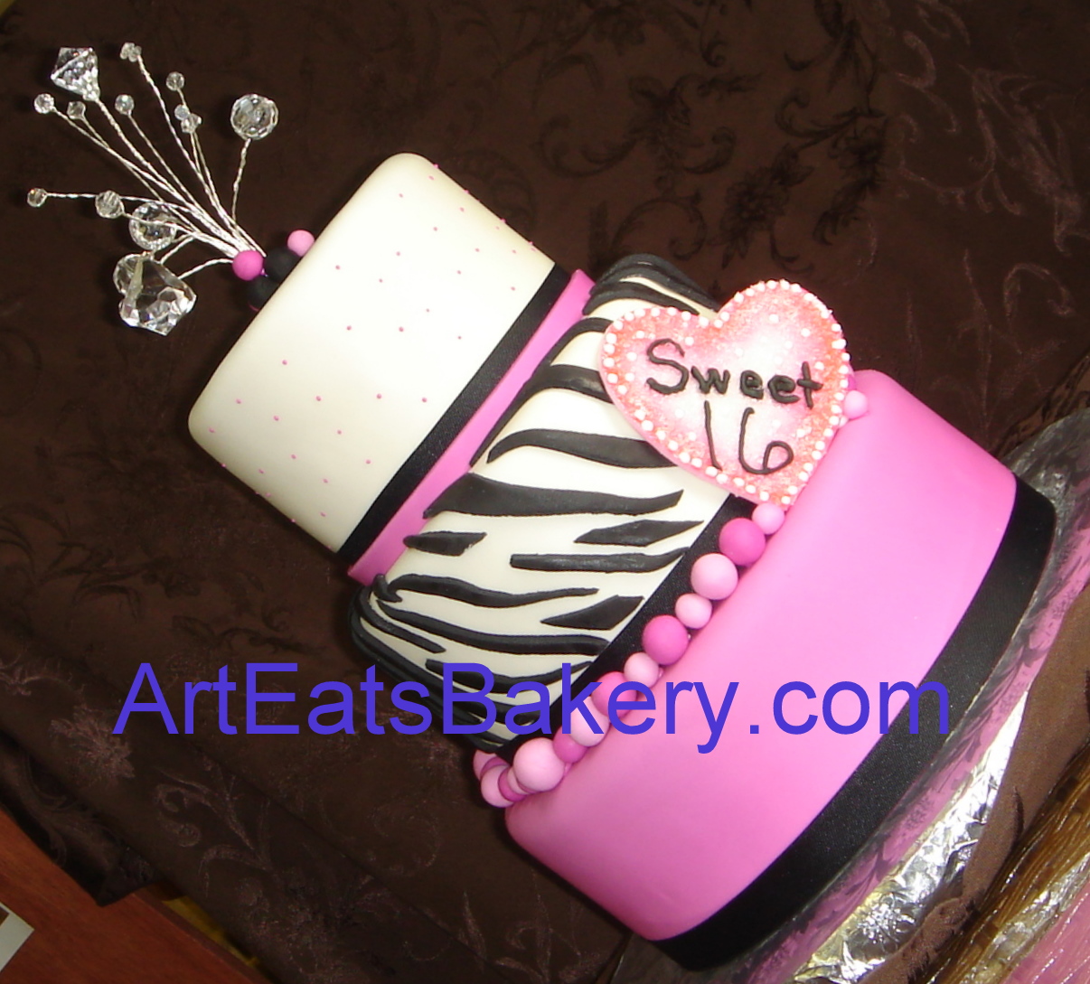 Black and White Sweet 16 Birthday Cake