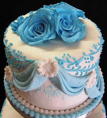 Blue and Green Wedding Cake