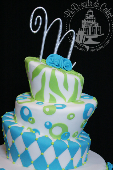 Blue and Lime Green Birthday Cakes