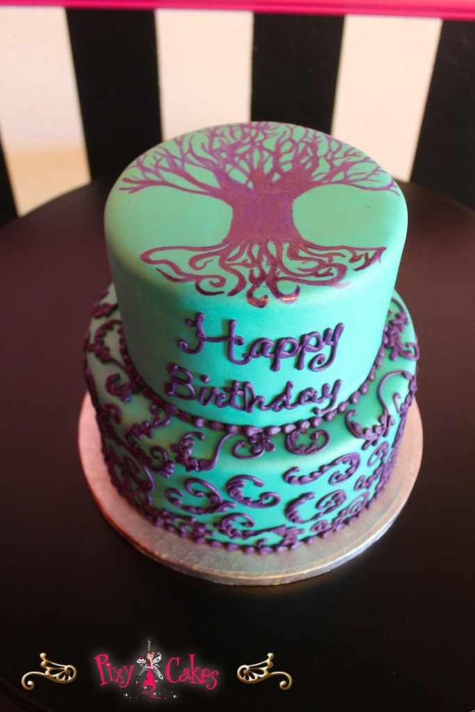 Blue and Purple Birthday Cake