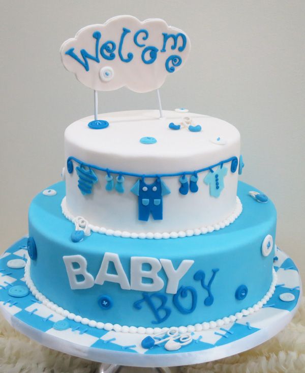 Blue Baby Shower Fondant Cakes