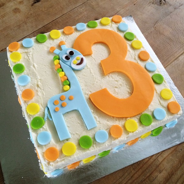 Blue Giraffe Birthday Cake