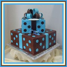 Brown and Blue Boy Cake