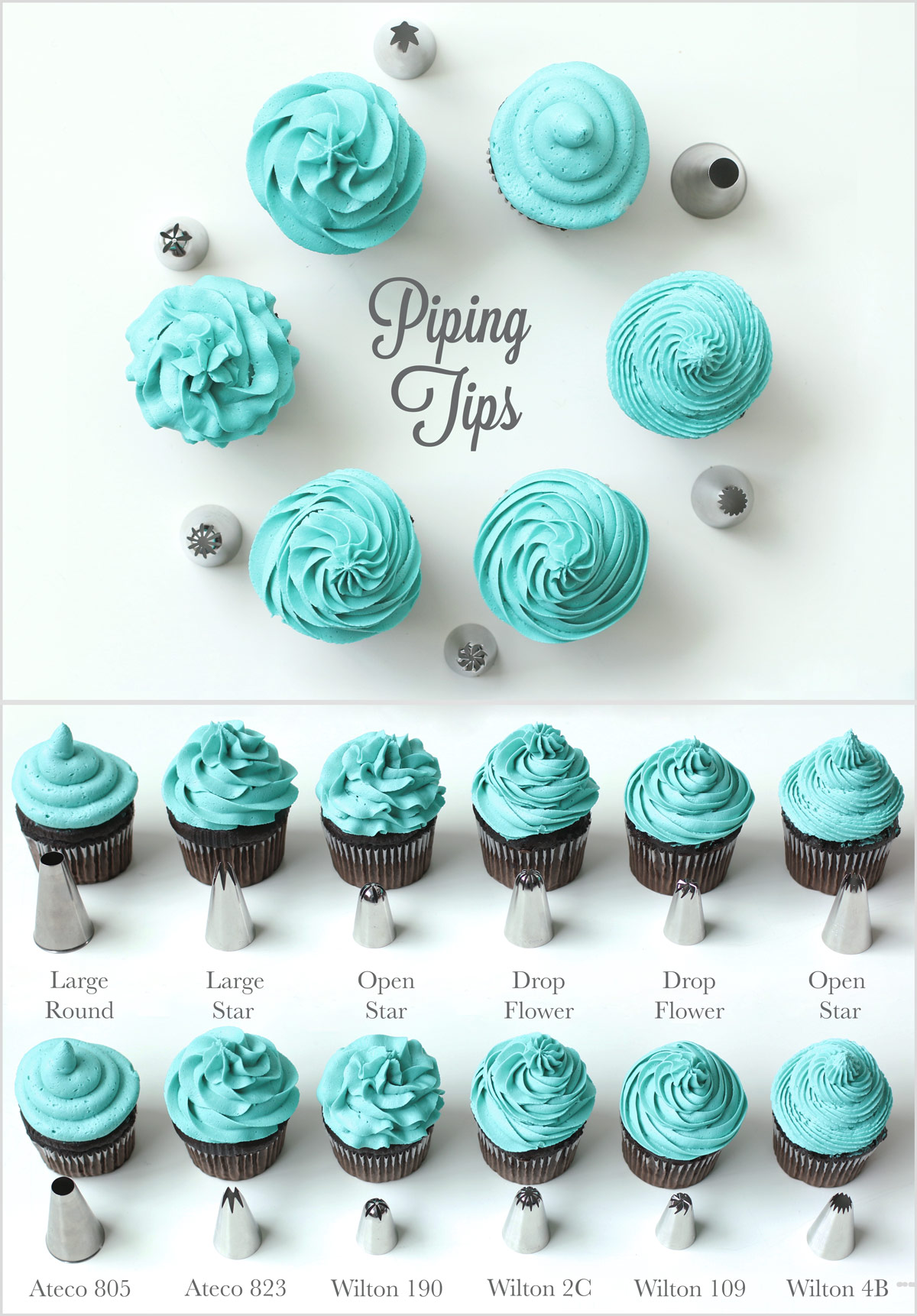 Different Piping Tips Cupcakes