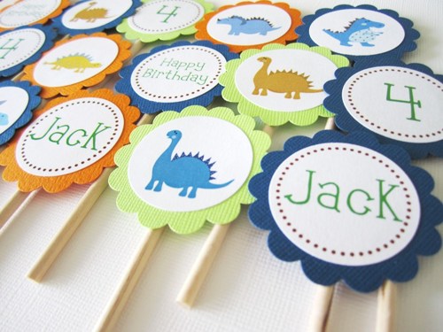 Dinosaur Baby Shower Cupcake Toppers