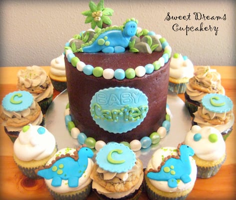 Dinosaur Baby Shower Cupcakes