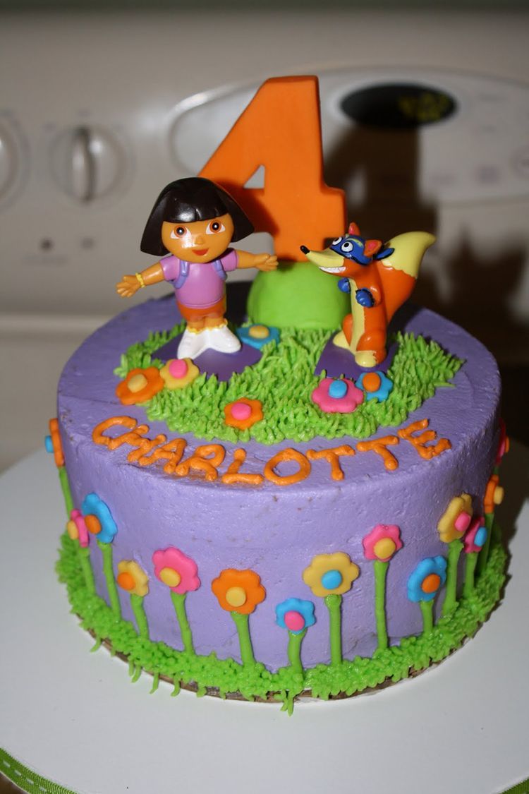 Dora Birthday Cake with Cupcake