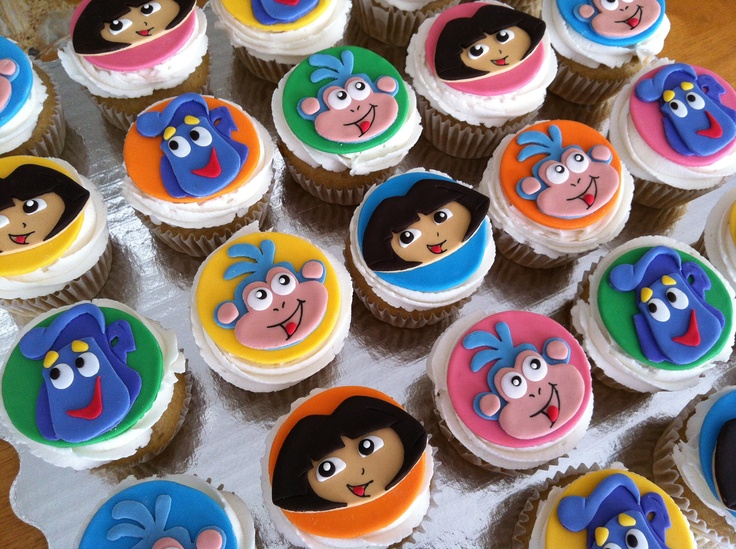 11 Photos of Dora The Explorer Birthday Cake And Cupcakes