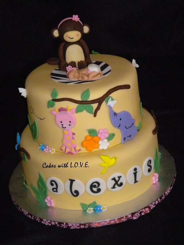 Girl Baby Shower Jungle Cake