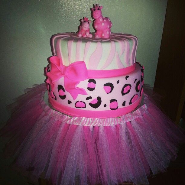 Girl Safari Theme Baby Shower Cake