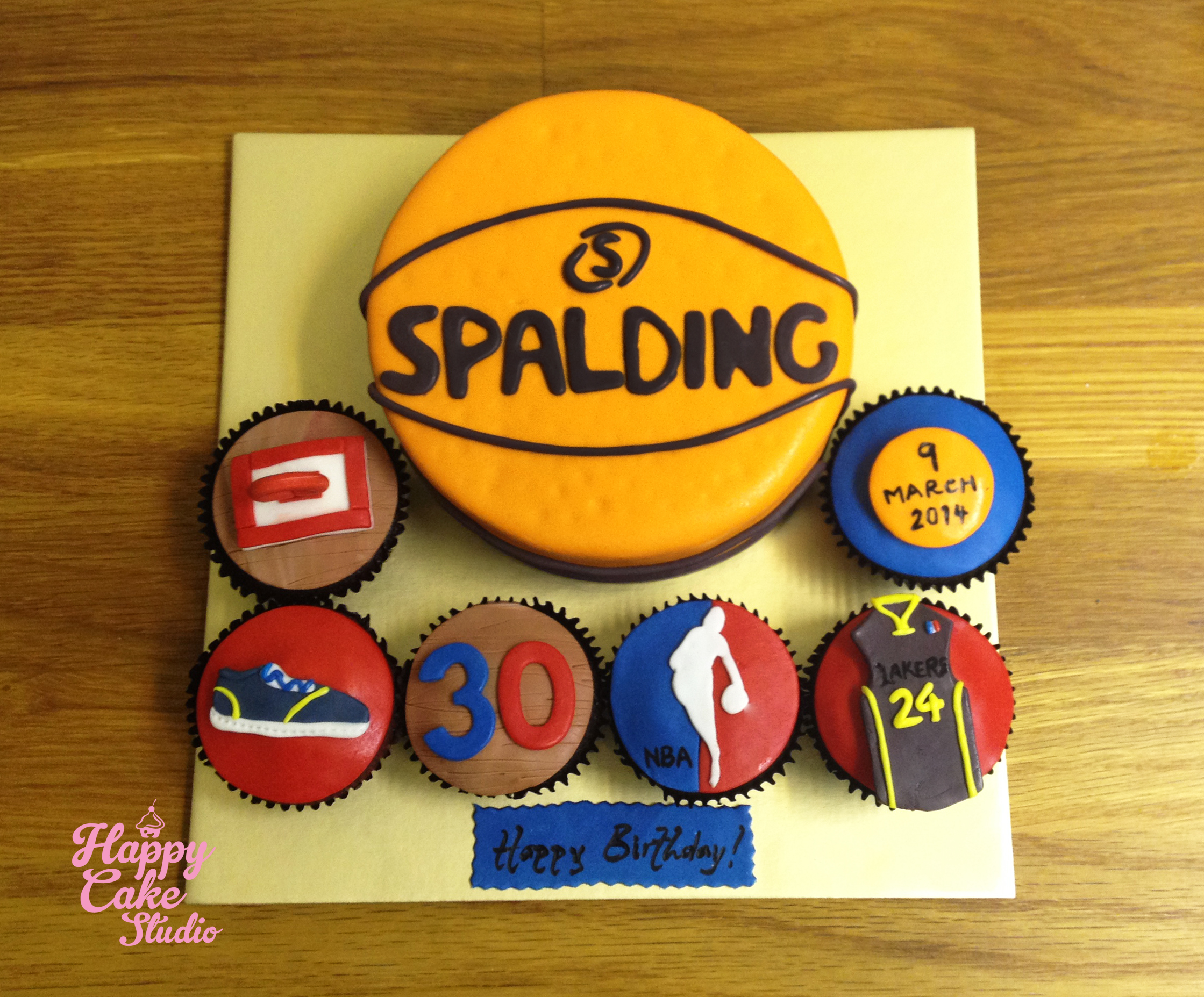 Happy Birthday Basketball Cupcake Cake