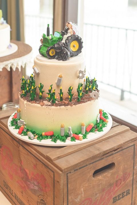 John Deere Themed Wedding Cake