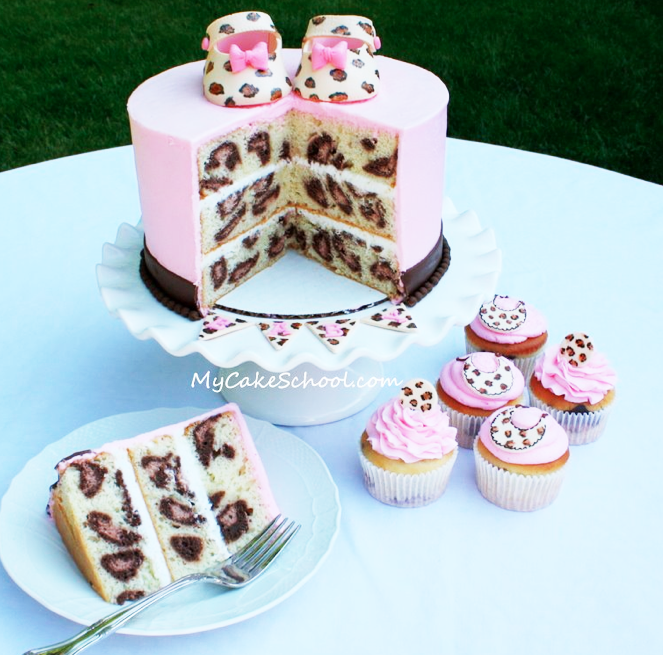 Leopard Print Baby Shower Cake