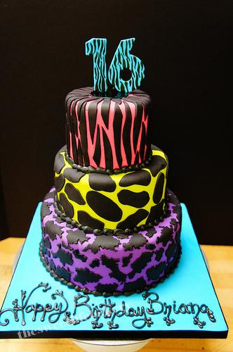 Neon Sweet 16 Birthday Cakes