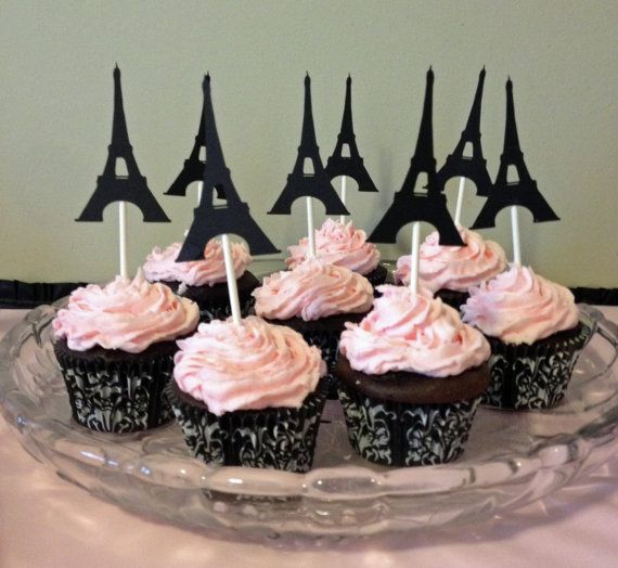 Paris Eiffel Tower Cupcake Toppers