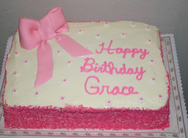 Pink and White Birthday Sheet Cake