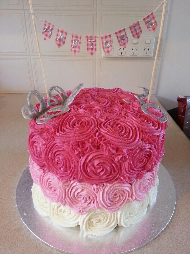 Pink Ombre Rose Cake