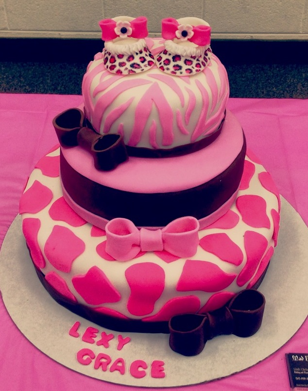 Pink Safari Themed Baby Shower Cake