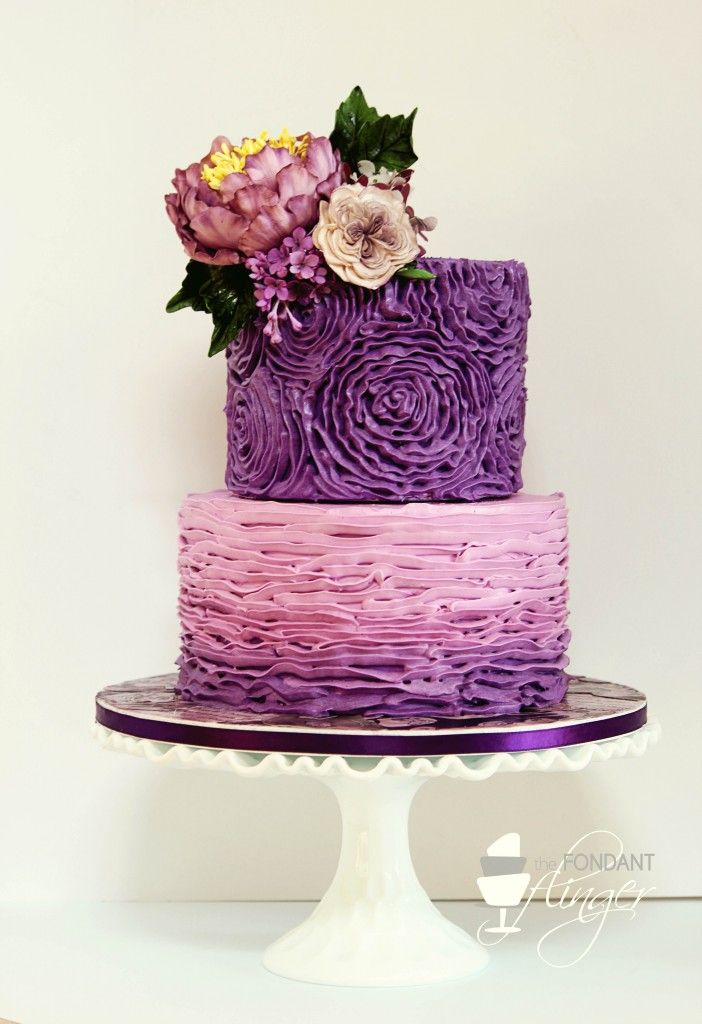 Purple Ombre Buttercream Wedding Cake