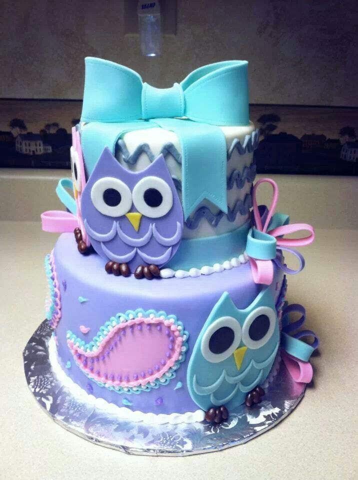 9 Photos of Blue And Pink Owl Birthday Cakes