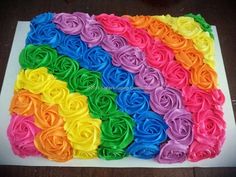 Rosettes Sheet Cake Rainbow