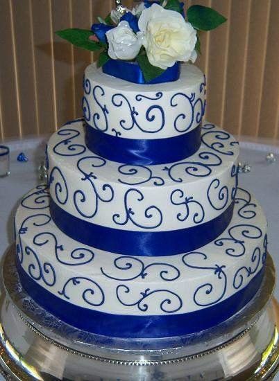 Royal Blue and White Wedding Cake